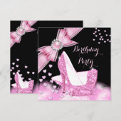 feestdag Glitter roze hoog niveau 2 Kaart (Voorkant / Achterkant)