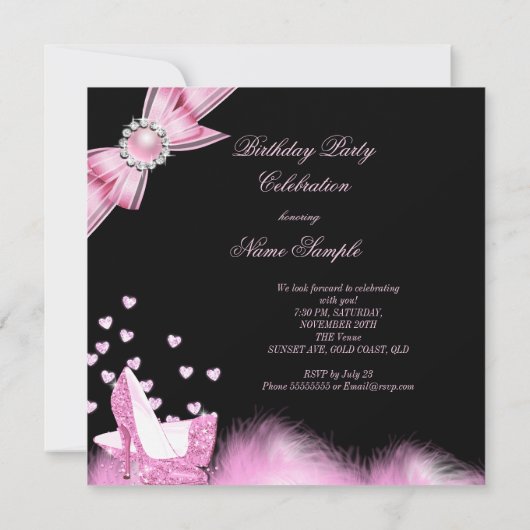 feestdag Glitter roze hoog niveau 2 Kaart (Achterkant)