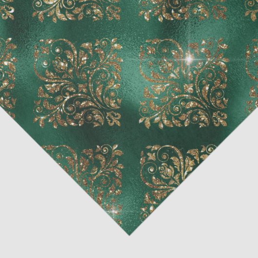 feestdag goudkerst metallisch Damascus Elegant Tissuepapier (Detail)