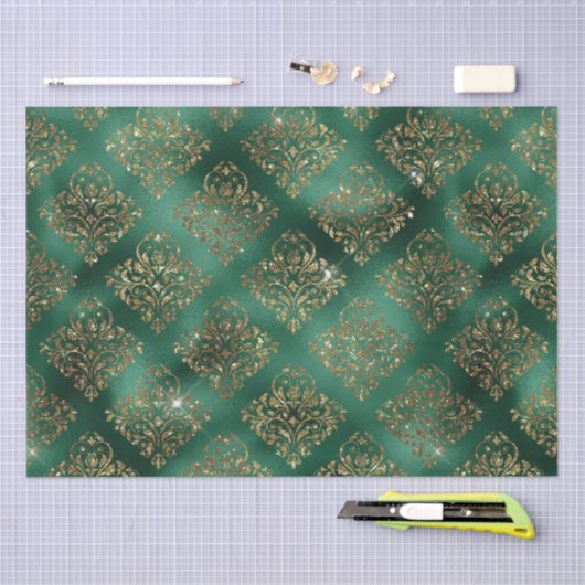 feestdag goudkerst metallisch Damascus Elegant Tissuepapier (Craft)