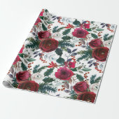 feestdag Grenadine Red Mistletoe Kerstmis Cadeaupapier (Uitgerold)