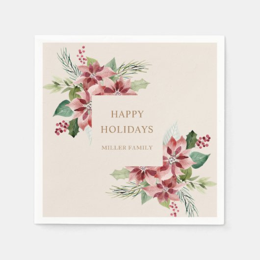 feestdag griekse poinsettia kerstmis servet (Voorkant)