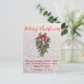 feestdag groen deco witte sneeuw briefkaart (Staand voorkant)