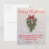 feestdag groen deco witte sneeuw briefkaart (Voorkant / Achterkant)