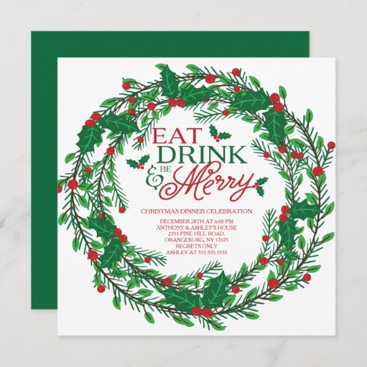 feestdag heerlijk kerstfeest kaart (Voorkant / Achterkant)