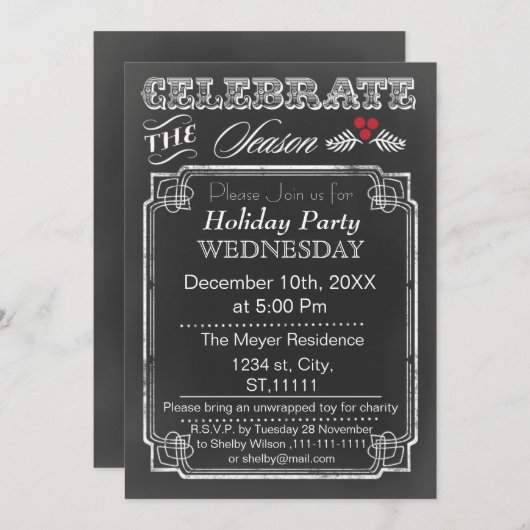 feestdag in Chalkboard Kaart (Voorkant / Achterkant)