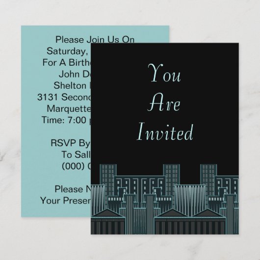 feestdag in City Cityscape Skyline Kaart (Voorkant / Achterkant)