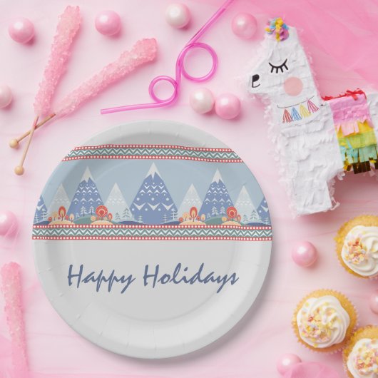  feestdag in de noordse bergscène papieren bordje (Feest)