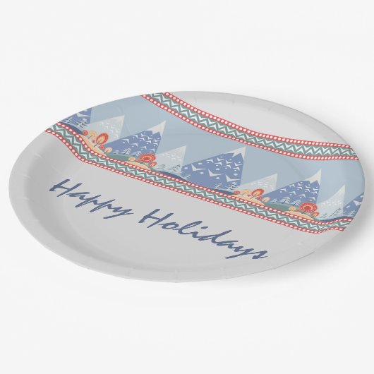 feestdag in de noordse bergscène papieren bordje (Gekanteld)