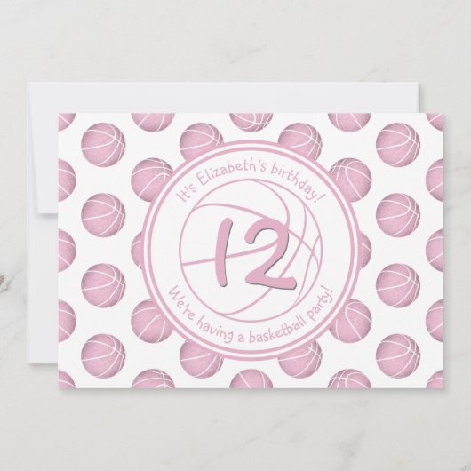 feestdag in dusty roze basketballen kaart (Achterkant)