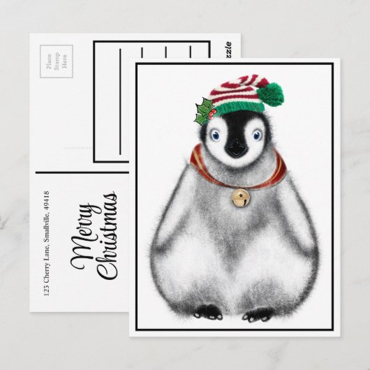 feestdag in Penguin | tandwielen Briefkaart (Voorkant / Achterkant)