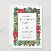 feestdag in Poinsettias en Greenery Kaart (Voorkant)