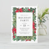 feestdag in Poinsettias en Greenery Kaart (Staand voorkant)