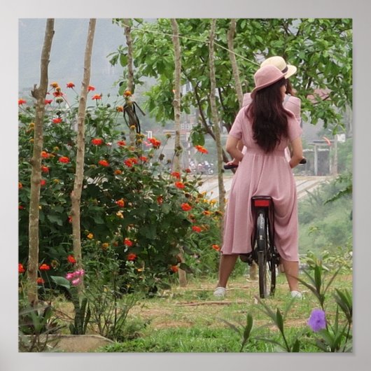 feestdag , jong aziatisch meisje in jurk op de fie poster (Voorkant)