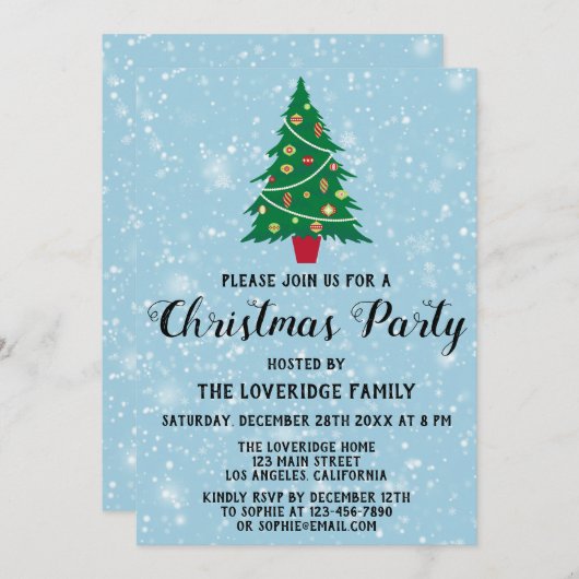 feestdag kerstfeestdag - Blauwe sneeuw Kaart (Voorkant / Achterkant)