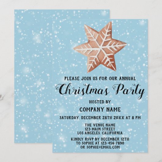 feestdag kerstfeestdag Star Blue Snow Kaart (Voorkant / Achterkant)