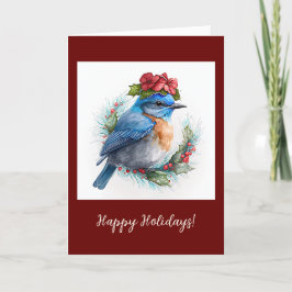 feestdag / kerstkaart voor gevesdroogde blauwvogel bedankkaart