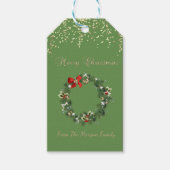 feestdag kerstmis, Confetti, groen Cadeaulabel (Voorkant)