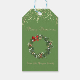 feestdag kerstmis, Confetti, groen Cadeaulabel