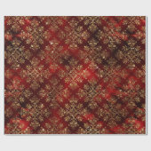 feestdag kerstmis Gold Metallic Damask Elegant Cadeaupapier (Vlak)