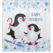 feestdag kerstpinguïns douchegordijn (Voorkant)