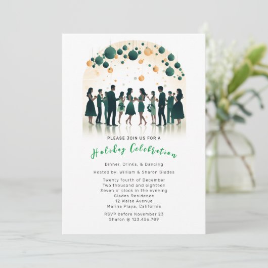 Feestdag Kerstviering Feestuitnodiging Kaart (Staand voorkant)