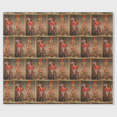  feestdag met cowgirl en kerstboom cadeaupapier (Vlak)