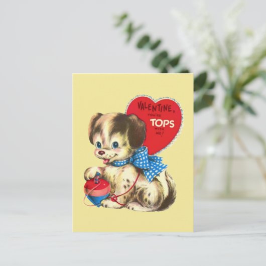  feestdag met een schattige retro-Valentijn Briefkaart (Staand voorkant)