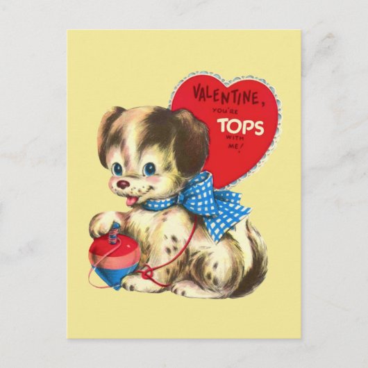  feestdag met een schattige retro-Valentijn Briefkaart (Voorkant)