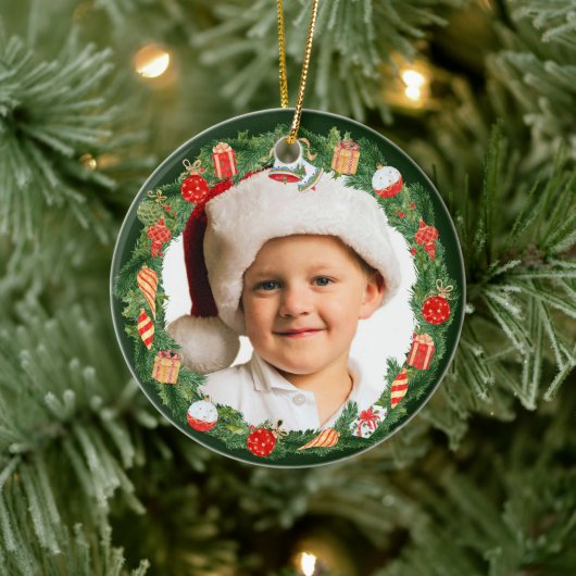 feestdag met foto-sjabloon keramisch ornament (Boom)
