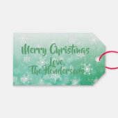 feestdag met groene snowflake cadeaulabel (Voorkant (Horizontaal))