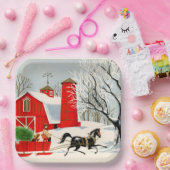 feestdag met kerst-boerderij papieren bordje (Feest)