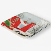 feestdag met kerst-boerderij papieren bordje (Gebogen)