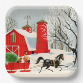 feestdag met kerst-boerderij papieren bordje (Voorkant)