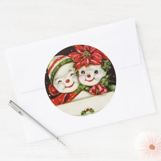 feestdag met kerstavond ronde sticker (Envelop)