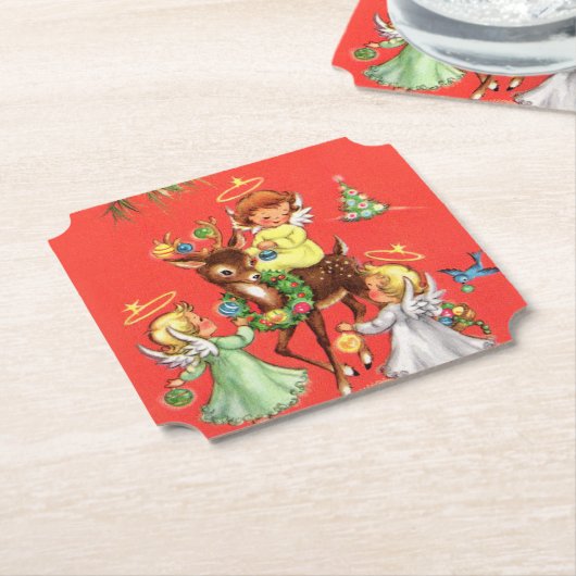 feestdag met kerstfeestdag kartonnen onderzetters (Gekanteld)