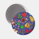  feestdag met kerstretro magneet (Voorkant / Achterkant)