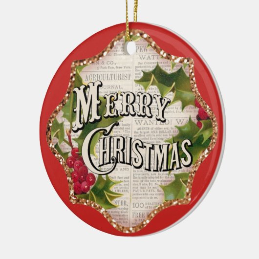 feestdag met prettige kerstfeestdag keramisch ornament (Links)