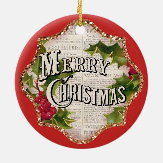 feestdag met prettige kerstfeestdag keramisch ornament (Achterkant)