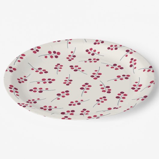 feestdag met rode pip Berries Papieren Bordje (Gekanteld)
