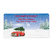  feestdag met witte sneeuw voor kerstmis etiket (Voorkant)