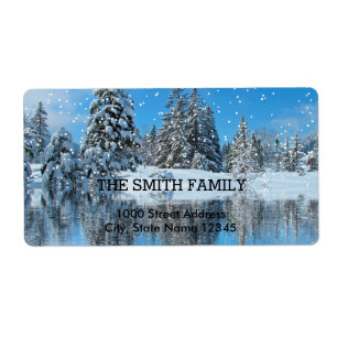  feestdag met witte sneeuw voor kerstmis etiket