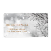  feestdag met witte sneeuw voor kerstmis etiket (Voorkant)