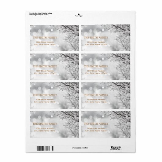  feestdag met witte sneeuw voor kerstmis etiket (Full Sheet)