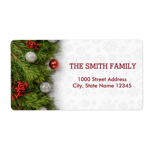  feestdag met witte sneeuw voor kerstmis etiket (Voorkant)