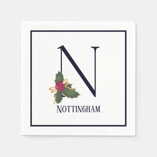  feestdag monogram Letter N Paper Napkin Servet (Voorkant)