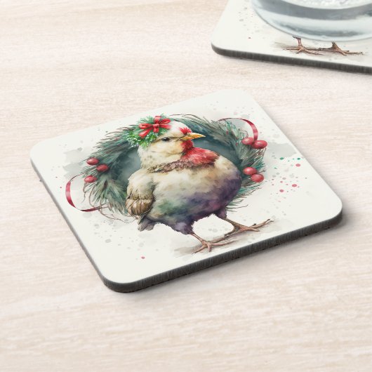 feestdag / Onderzetters met kerstkip (Linkerzijde)