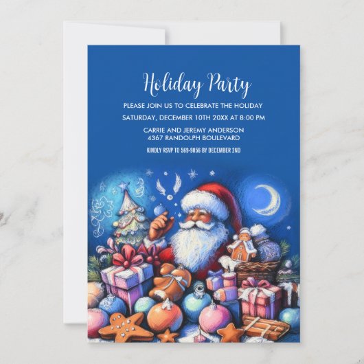 Feestdag Pastel Tekening Santa Kaart (Voorkant)