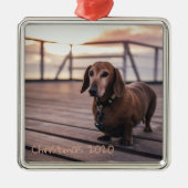  feestdag Pet Dog Dachshund Metalen Ornament (Voorkant)