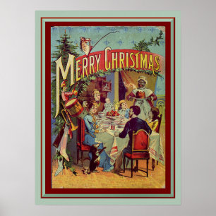 feestdag — Retro Merry Kerstmis Poster